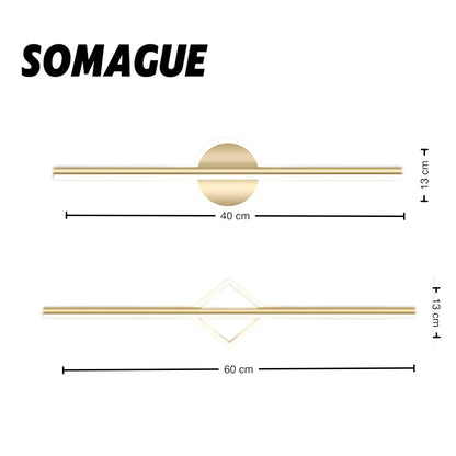 Elys Wall Lamp Modern Minimalist Linear Gold Metal Bedroom Living Room