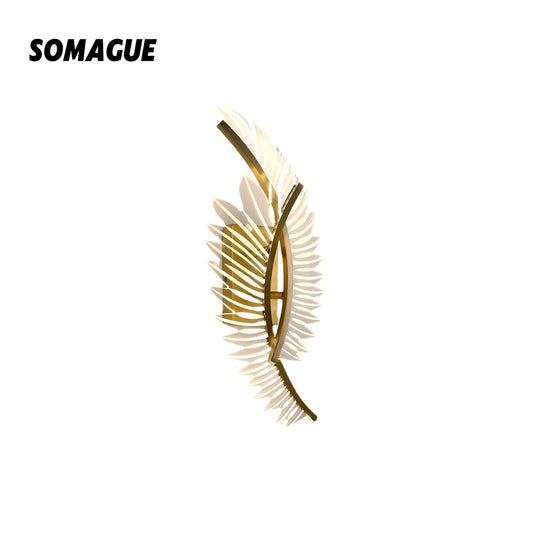 Yono Wall Lamp Modern Minimalist Wings Gold Metal Acrylic Living Room Bedroom