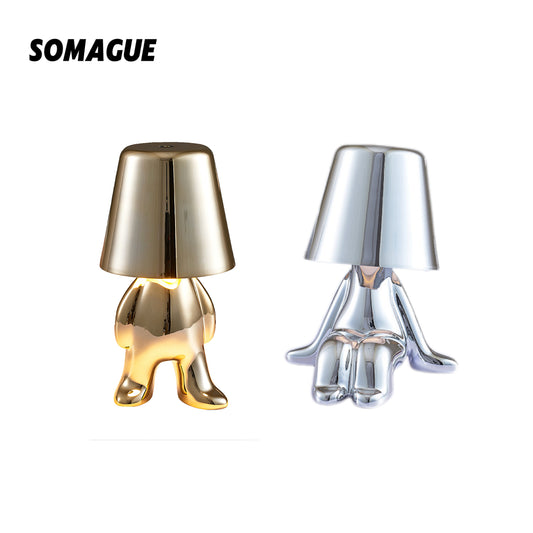 Yono Table Lamp Modern Minimalist Cartoon Gold Silver Resin Bedroom Living Room
