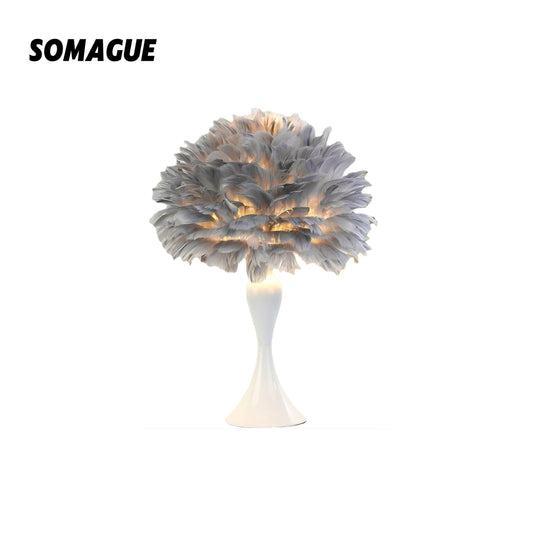 Yono Table Lamp Modern Luxury Goose Feather Metal Living Room Bedroom