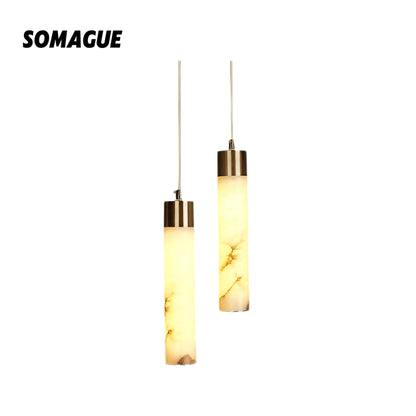 Mode Pendant Light Modern Brass Metal Alabaster Living Room Bedroom