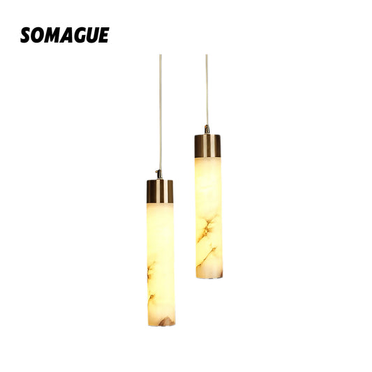 Mode Pendant Light Modern Brass Metal Alabaster Living Room Bedroom