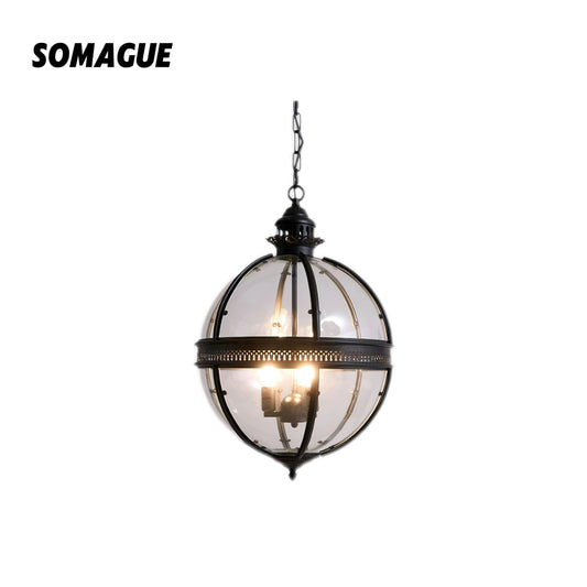 Nexa Pendant Light Vintage Glass Metal Black Dining Room Bedroom