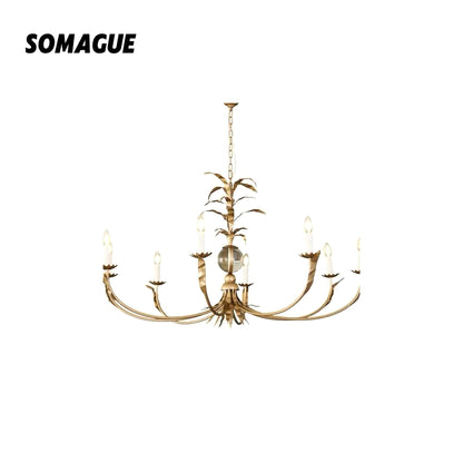 Aura Chandelier Vintage Metal Brass Dining Room Bedroom