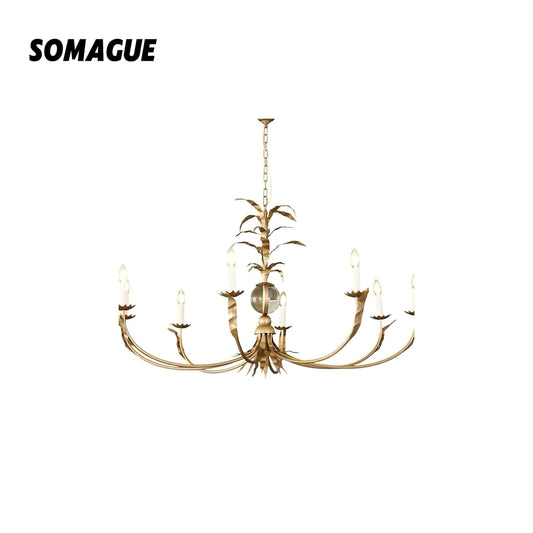Aura Chandelier Vintage Metal Brass Dining Room Bedroom